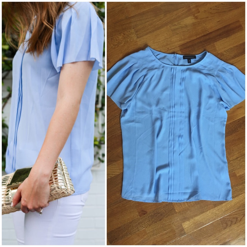 Light Blue FlutterSleeve Blouse
